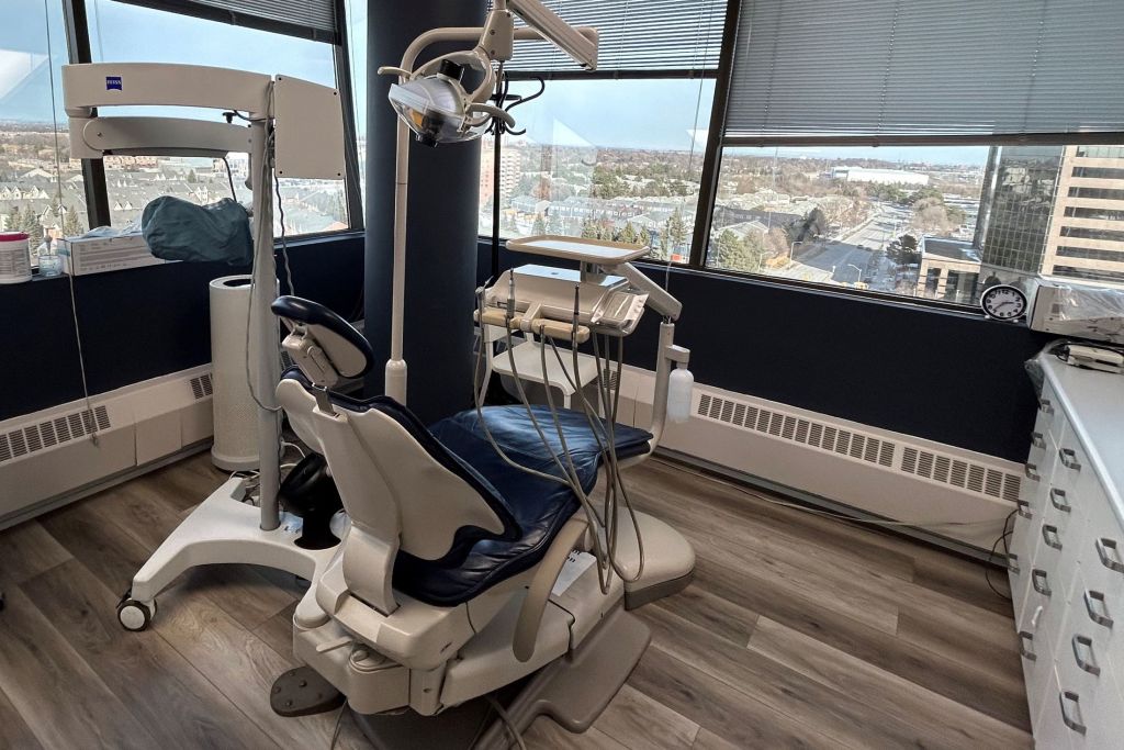 Examination room with dental chair