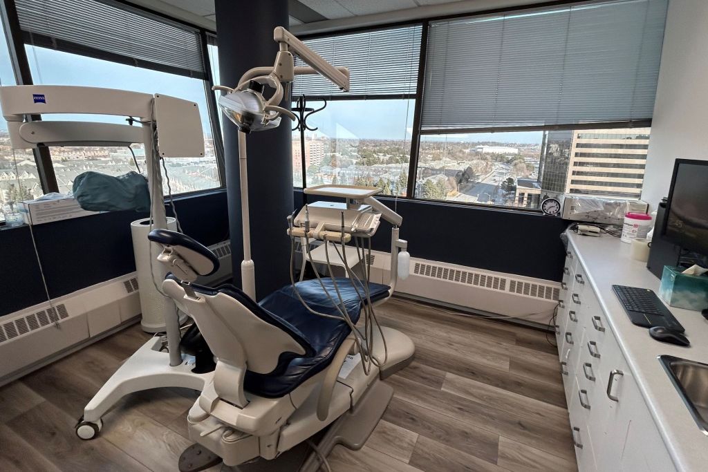 Examination room with dental chair
